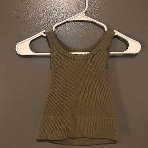 Olive Green Ribbed Tank Top